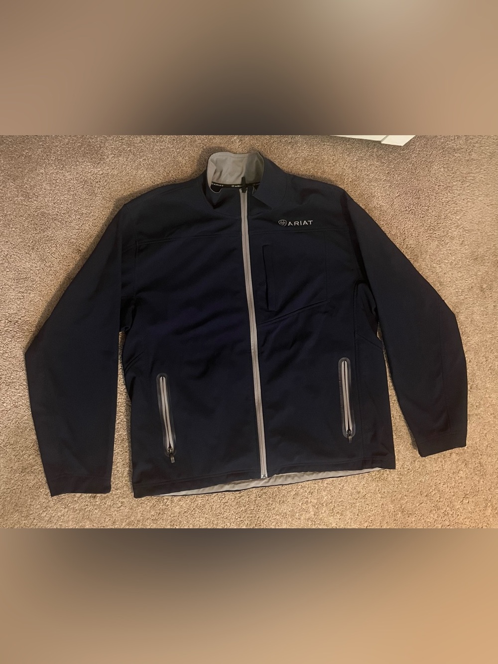 Ariat Men's Dark Navy Performance Softshell Jacket with Gray Trim